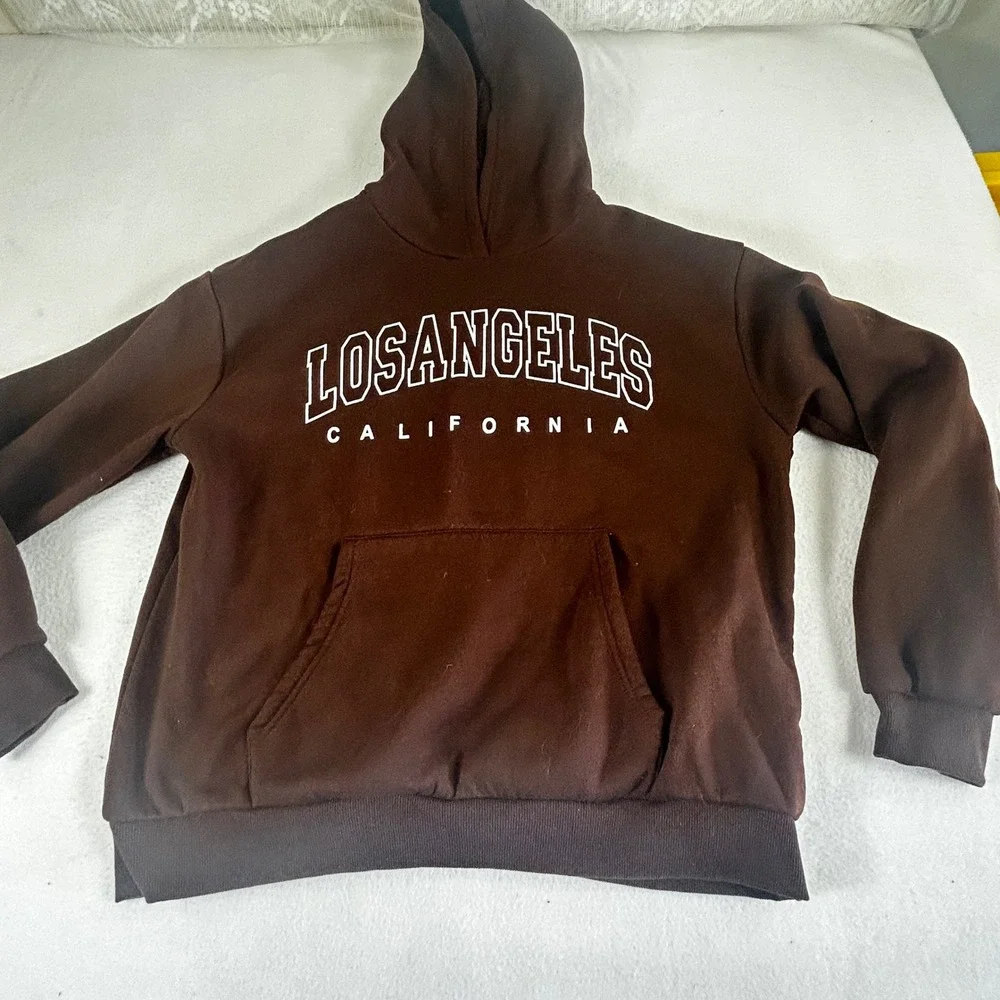 Kids Brown‎ Los Angeles California Graphic Hoodie Sweatshirt XL Brown 01935